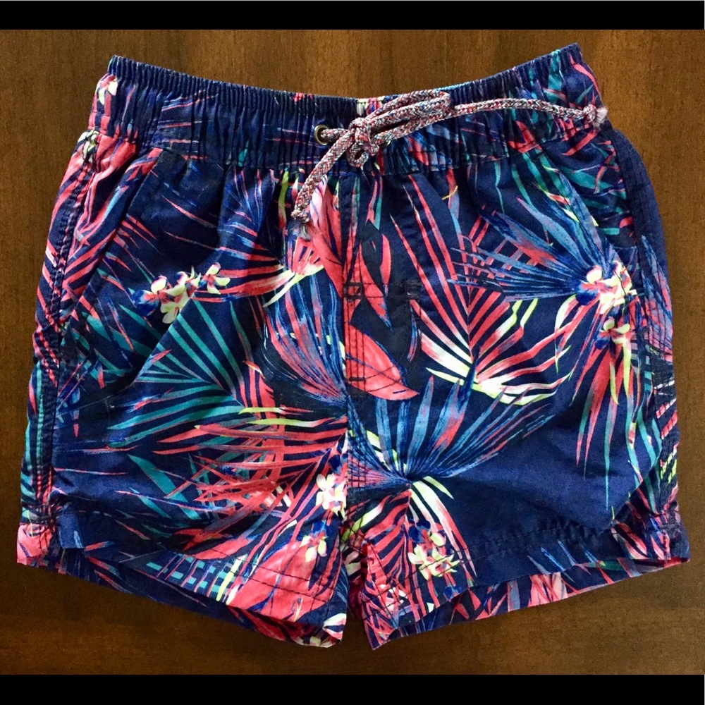 Baby boys swim trunks. Tropical print